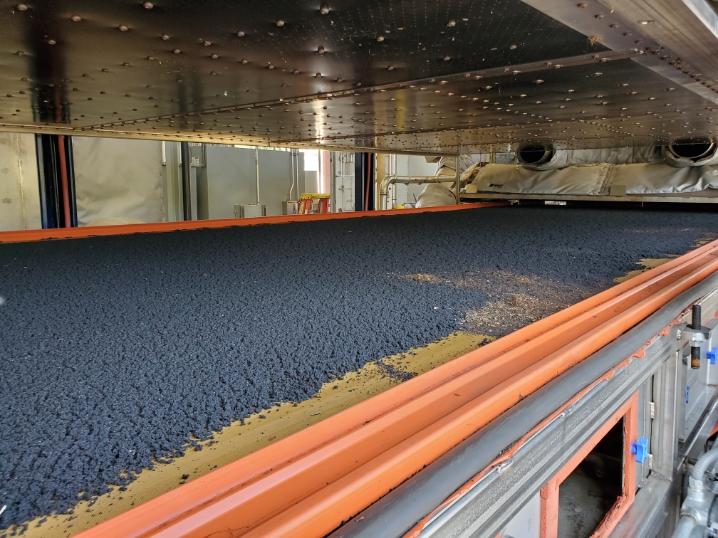 The first material coming off drier during start-up. (Courtesy of Chalfont-New Britain)